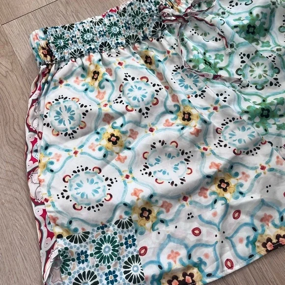 Zara Floral Printed Pull-On Drawstring Satin Shorts Size Large - Picture 6 of 10